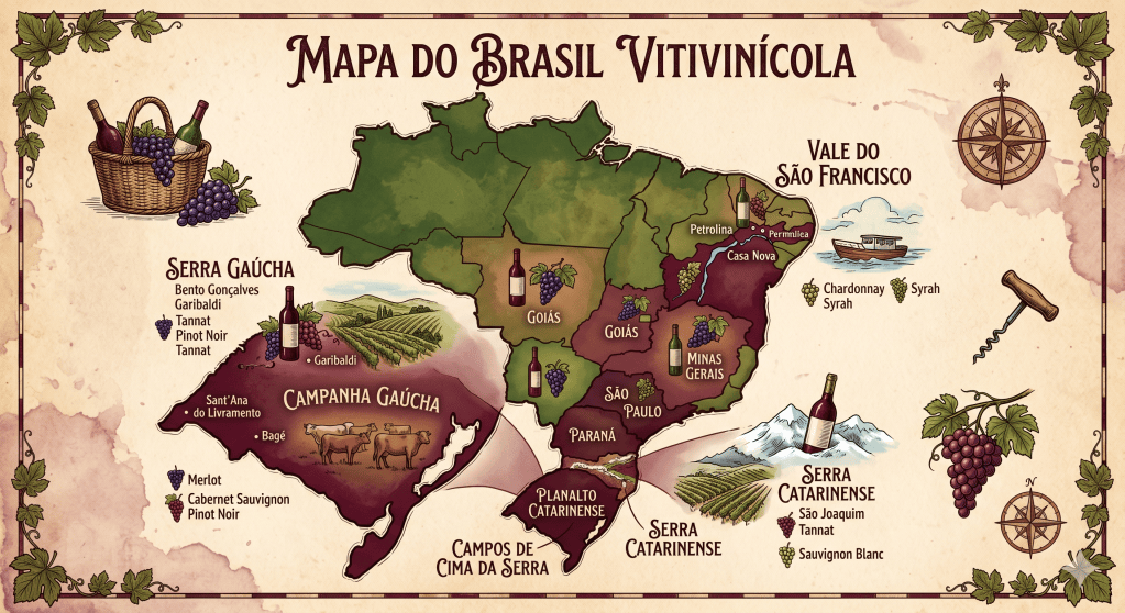 Mapa do Brasil vitivinícola