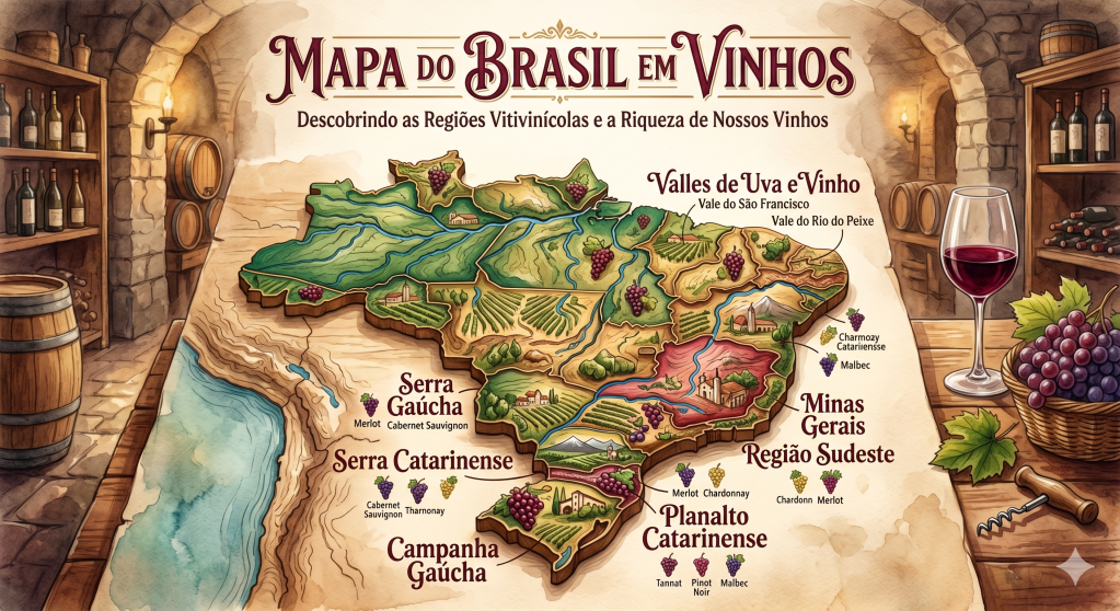 Mapa do Brasil em vinhos
